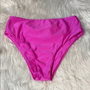 NWOT VYB Butter Up High Waist Shiny Pink Swim Bottoms Only Size S